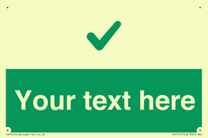 Custom green background, green tick sign